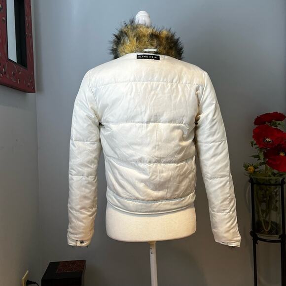 NEW Blanc Noir Faux Fur Reversible Puffer Winter Apres Ski Jacket Natural M NWT - Picture 5 of 16